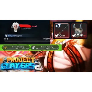 UZUI CLAN | LVL 222 MAX ACCOUNT | T3 Nightfall Katana + 7| T3 Nightfall Mask | | CLEAN ACCOUNT | PROJECT SLAYERS 2 ACCOUNT