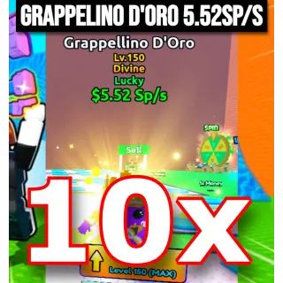 10x Lucky Grappellino D'Oro 5.52Sp/s | Escape Tsunami For Brainrots | Max Level