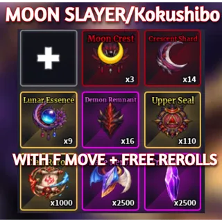 MOON SLAYER / KOKUSHIBO + F Move+ 2500 TRAIT REROLLS 2500 RACE REROLLS 1000 CLAN REROLLS | Sailor Piece