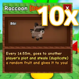 10x RACCOON GROW A GARDEN