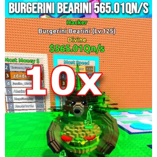 10x Burgerini Bearini 565.01Qn/s | Escape Tsunami For Brainrots | Max Level