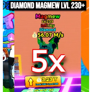 5X DIAMOND MAGMEW LVL 230+ MUTATIONS ESCAPE TSUNAMI FOR BRAINROTS