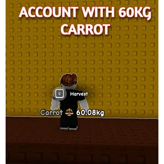 60KG CARROT ACCOUNT | GROW A GARDEN 2 INSTANT DELIVERY