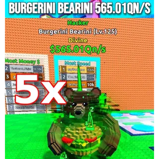 5x Burgerini Bearini 565.01Qn/s | Escape Tsunami For Brainrots | Max Level