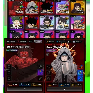 UNBOUND SHINY 8TH SWORD /KENPACHI (BERSERKER) + UNBOUND CROW (BLACK FIRE) INSTANT DELIVERY