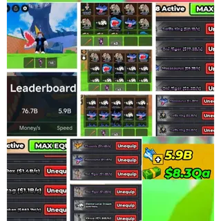 76.7B/S TOTAL MONEY/S| 5.9B SPEED | 18/18 EQUIP | | ONI TIGER & MORE! WITH RANDOM PETS INSTANT DELIVERY CLEAN ACCOUNT