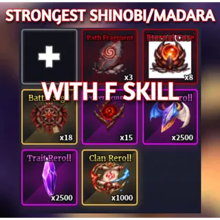 STRONGEST SHINOBI / MADARA + F Move+ 2500 TRAIT REROLLS  2500 RACE REROLLS 1000 CLAN REROLLS  | Sailor Piece