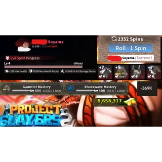 ENDGAME ACCOUNT LVL 225 MAX | T3 Nightfall Gauntlet +9 | T3 Nightfall Set no cape | Soyama CLAN| | PROJECT SLAYERS 2 ACCOUNT