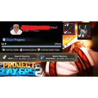 LVL 225 MAX | T3 Nightfall Katana +9 | T1  Nightfall Mask | Uzui CLAN | MAX SLAYER | CAN PLAY RANK | PROJECT SLAYERS 2 ACCOUNT