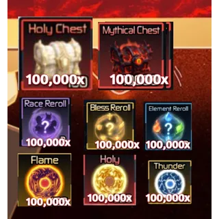 100K HOLY CHEST 100K MYTHIC  CHEST 100K ALL REROLLS 100K FLAME 100K HOLY ORE 100K THUNDER | Broken Blade