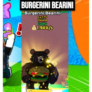 Burgerini Bearini 💰1.94 k/s Lvl 175 | Escape Tsunami For Brainrots | Max Level Lvl 175