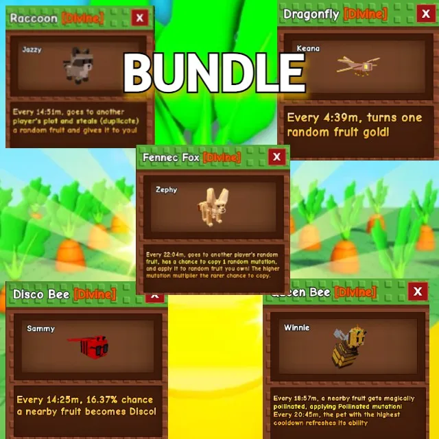 FENNEC FOX RACCOON DISCO BEE DRAGON FLY QUEEN BEE GROW A GARDEN - Game ...