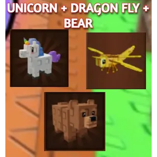 BEAR + UNICORN + GOLDEN DRAGONFLY  | GROW A GARDEN 2