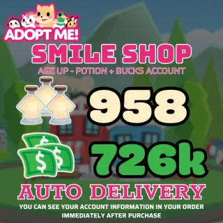 Age Up Potions + Bucks 											