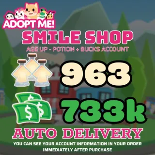 Age Up Potions + Bucks 											