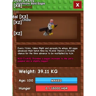 Semi Huge Nightmare Bald Eagle 39kg | 9x multiplier