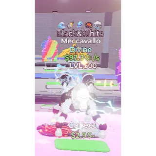 🔥BLACK&WHITE DIVINE MECCAVALLO +97.3Qi/s LVL MAX | 5 TRAITS⚡FAST DELIVERY 🚀 GO UP FOR BRAINROTS FORTNITE