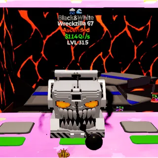 🔥BLACK&WHITE ASCENDED Wreckzilla 67 114Qi/s LVL 315 | 2T⚡FAST DELIVERY 🚀 GO UP FOR BRAINROTS FORTNITE