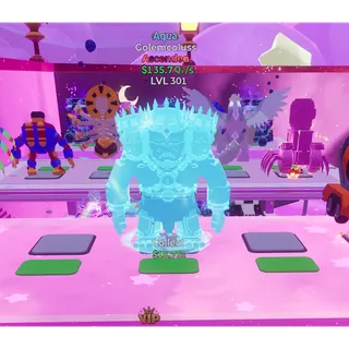 🔥 AQUA ASCENDED Golemcoluss 135.7Qi/s LVL 301 ⚡ FAST DELIVERY 🚀 GO UP FOR BRAINROTS ROBLOX