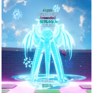 🔥AQUA ASCENDED DRAGO POLPO 175.4Qi/s LVL MAX ⚡FAST DELIVERY 🚀 GO UP FOR BRAINROTS FORTNITE