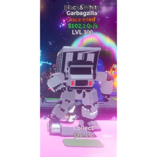 🔥BLACK&WHITE ASCENDED GARBAGZILLA 102.1Qi/s LVL 300 ⚡FAST DELIVERY 🚀 GO UP FOR BRAINROTS FORTNITE