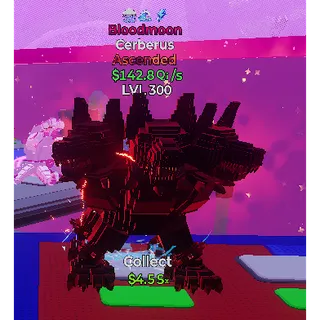 🔥BLOODMOON ASCENDED CERBERUS 142.8Qi/s LVL MAX| 3 TRAITS⚡FAST DELIVERY 🚀 GO UP FOR BRAINROTS FORTNITE