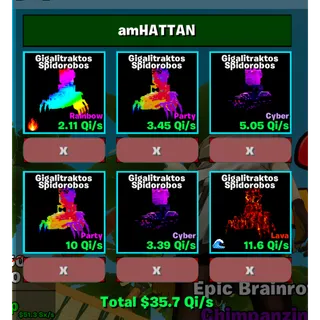 🔥 BUNDLE 6X EVENTS DIVINE GIGLITRAKTOS SPIDOROBOS TOTAL 35.7Qi\s : AS IN IMAGE⚡FAST DELIVERY 🚀 GO UP FOR BRAINROTS FORTNITE