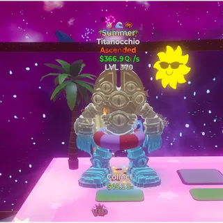 🔥SUMMER ASCENDED Titanocchio 366.9Qi/s LVL 370 | 3T⚡FAST DELIVERY 🚀 GO UP FOR BRAINROTS FORTNITE