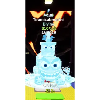 🔥AQUA DIVINE Tiramisubmarini 10Qi/s LVL 219| 1 TRAIT⚡FAST DELIVERY 🚀 GO UP FOR BRAINROTS FORTNITE