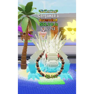 🔥SUMMER ASCENDED GORGONZILLA 22.2Qi\s LVL 241+⚡FAST DELIVERY 🚀 GO UP FOR BRAINROTS FORTNITE