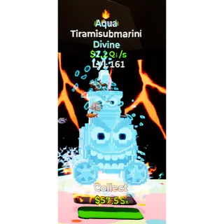 🔥AQUA DIVINE Tiramisubmarini 2.2Qi/s LVL 161 | 1 TRAIT⚡FAST DELIVERY 🚀 GO UP FOR BRAINROTS FORTNITE 