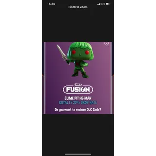 Green Slime pit he man He-Man Heman 30% drop rate code for Funko fusion Game Royalty 