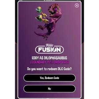 funko Eddy as dilophasaurus Legendary Drop  Game code for Funko Fusion Game