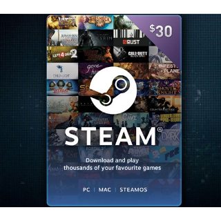 30 Steam Wallet Card Steam Gift Cards Gameflip