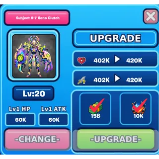 Rainbow Subject V-7 Base Attack 60k Lvl 20| Grow The Brainrot