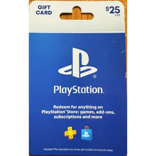$25.00 USD PlayStation Store