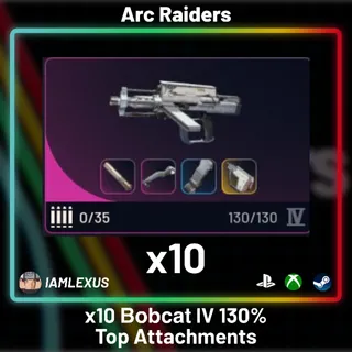 10x Bobcat IV Full Attachment With Silencer III + Kinetic Converter + Extended Light Mag III + Gorizontal Grip - Arc Raiders 