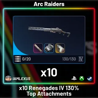 10x Renegade IV 130% With Silencer III + Kinetic Converter + Extended Medium Mag III - Arc Raiders