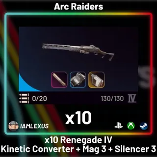 x10 Renegade IV Kinetic Converter + Mag 3 + Silencer 3 130% - Arc Raiders