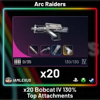 20x Bobcat IV Full Attachment With Silencer III + Kinetic Converter + Extended Light Mag III + Gorizontal Grip - Arc Raiders 