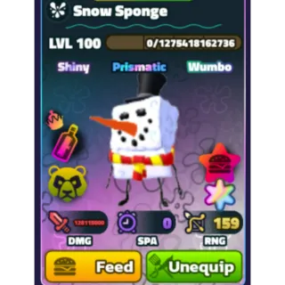 MAXED SUPERSTAR SNOW SPONGE RANDOM SERIAL # (SPONGEBOB TOWER DEFENSE)