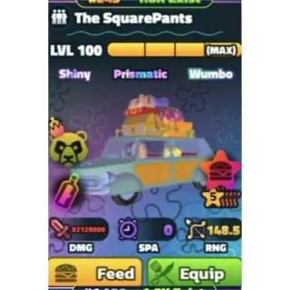 MAXED SQUARE PANTS RANDOM SERIAL # (SPONGEBOB TOWER DEFENSE)