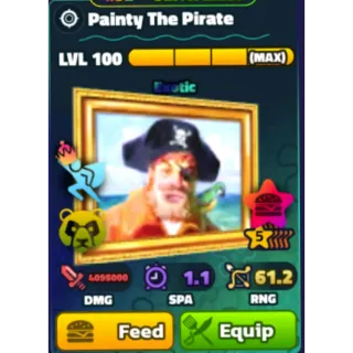 PAINTY THE PIRATE LVL 100 5 STARS NC/PP RANDOM SERIAL # - SPONGEBOB TOWER DEFENSE