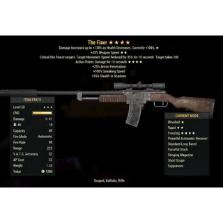 ( PC ) Injected Effect | LVL 50 | The Fixer | ★ Bloodied ★★ Rapid ★★★★ Freezing | Freeze Fixer |