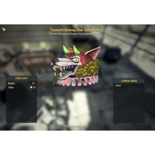 Fasnacht Glowing Blue Devil Mask