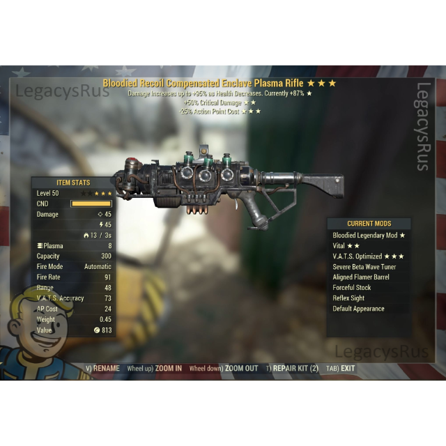 Bloodied Enclave Plasma Rifle 50,25 - Fallout 76 Game Items - Gameflip