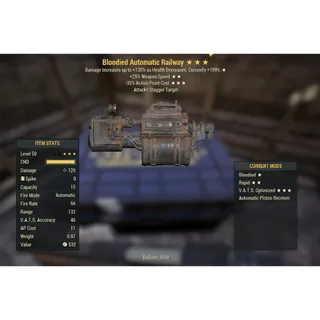 ( PC ) Missing Parts | LVL 50 | Railway Rifle | ★ Bloodied ★★ Rapid ★★★ V.A.T.S. Optimized |