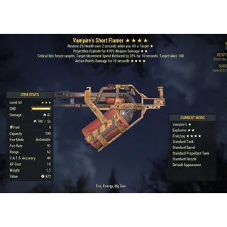 ( PC ) Injected Effect | LVL 50 | Flamer | ★ Vampire's ★★ Explosive ★★★★ Freezing | Freeze Flamer |