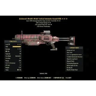 Aristocrat's Wraith's Wrath Assault Rifle (Aristocrats,50% Crit, 35% Action Point Cost)