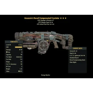 Assassin's Cryolator LVL 50 (Assassins, 25% Weapon Speed, 35% Action Point Cost)